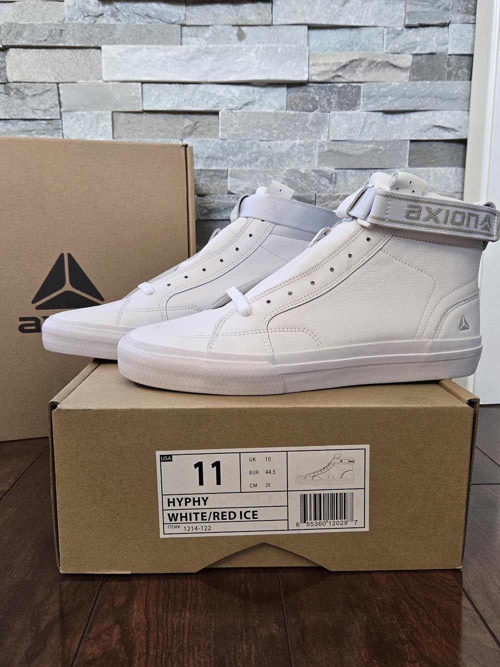 Axion Footwear Hyphy Leather High-Top Sneakers - White/Red Ice (Men) Size 11